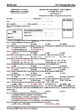 Đề kiểm tra chất lượng 8 tuần học kỳ I năm học 2016  2017 môn Hóa học 11 - Trường THPT Nam Trực